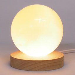 Honey Calcite Sphere with LED Light Large Display Base DV118 | Crystal Factory