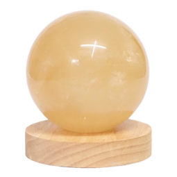 Honey Calcite Sphere with LED Light Large Display Base DV118 | Crystal Factory