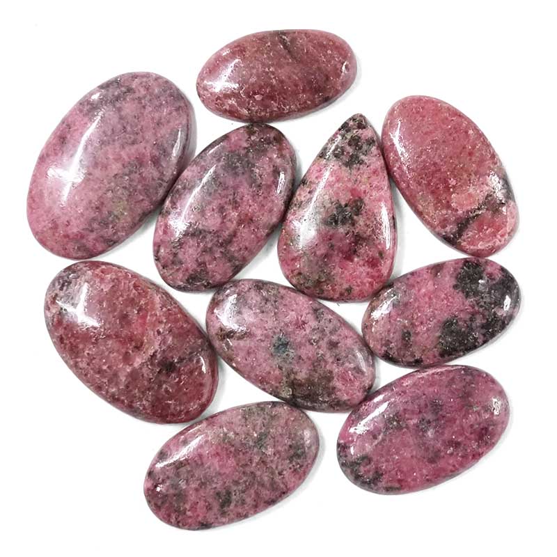 Rhodonite Cabochon Stones Parcel 10 Pieces 3 Rhodonite Cabochon Stones Parcel 10 Pieces | Crystal Factory