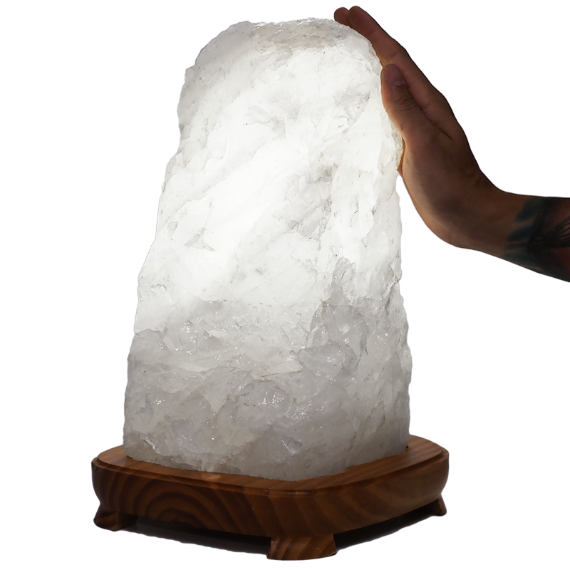 16.7kg Large Quartz Lamp on wooden base LED BULB W15 5 arge-Quartz-Lamp-W15 | Crystal Factory