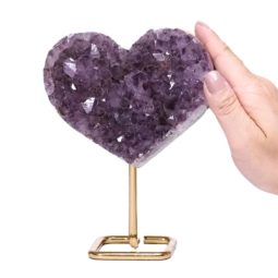 0.71kg Amethyst Druze Heart on Stand DV138 5 Amethyst Druze Heart on Stand DV138 | Crystal Factory