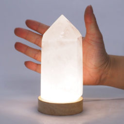 0.87kg Clear Quartz Terminated Point on Small LED Base DR523 13 Clear Quartz Terminated Point on Small LED Base DR523 | Crystal Factory