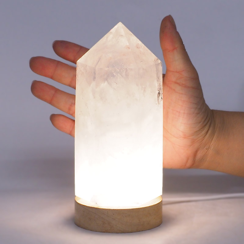 0.95kg Clear Quartz Terminated Point on Small LED Base DR528 5 Clear Quartz Terminated Point on Small LED Base DR528 | Crystal Factory