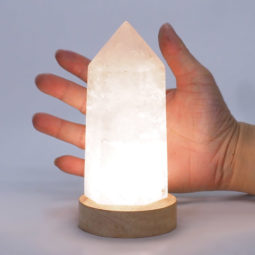 Clear Quartz Terminated Point on Small LED Base DR531 | Crystal Factory
