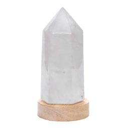 Clear Quartz Terminated Point on Small LED Base DR531 | Crystal Factory