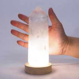 Clear Quartz Terminated Point on Small LED Base DR532 | Crystal Factory