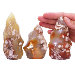 Flower-Agate-Polished-Flame-Set--DK1055 | Crystal Factory
