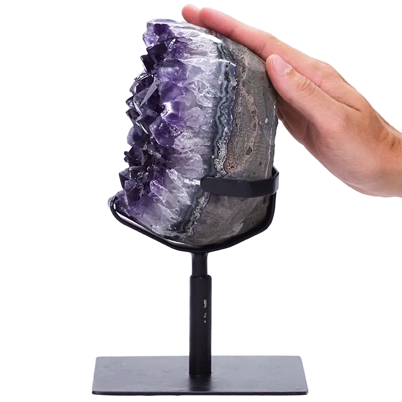 3.4kg Amethyst Druze Cluster on Rotating Stand DR543 4 Amethyst-Druze-Cluster-on-Stand-DR543 | Crystal Factory