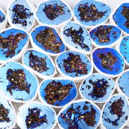 Titanium Blue Agate Cluster Geode Tray | Crystal Factory