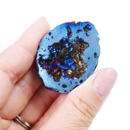 Titanium Blue Agate Cluster Geode Tray | Crystal Factory