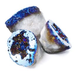Titanium Blue Agate Cluster Geode Tray | Crystal Factory