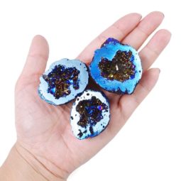 Titanium Blue Agate Cluster Geode Tray | Crystal Factory