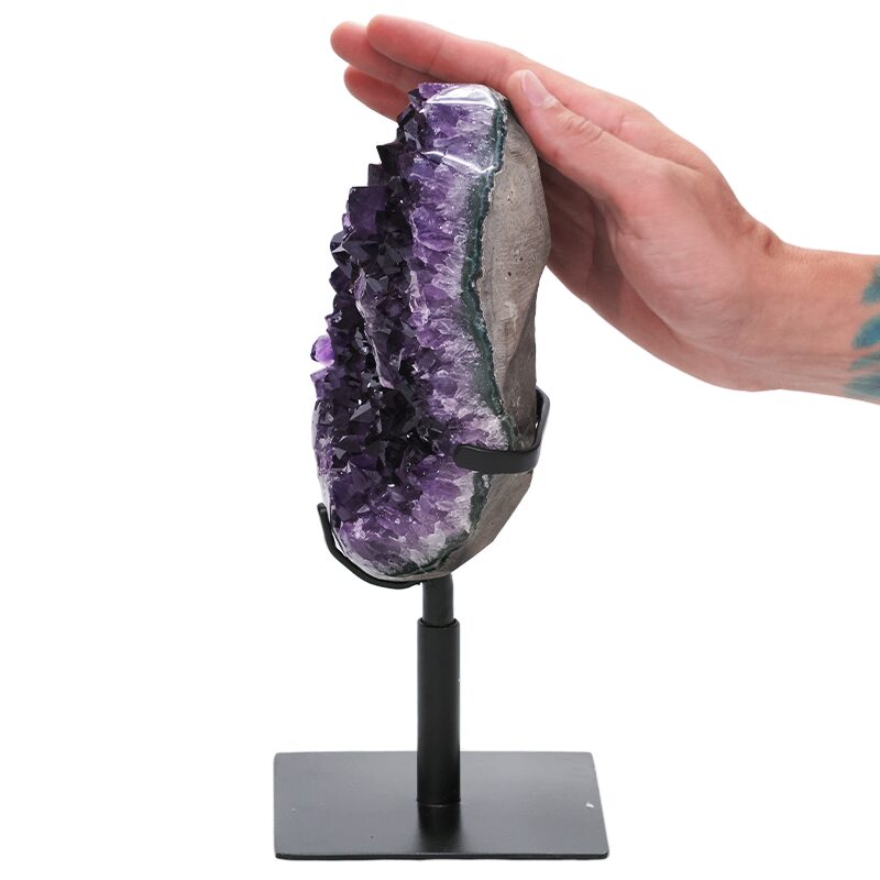 2.4kg Amethyst Druze Cluster on Rotating Stand DS2696 4 Amethyst-Druze-Cluster-on-Stand-DS2696 | Crystal Factory