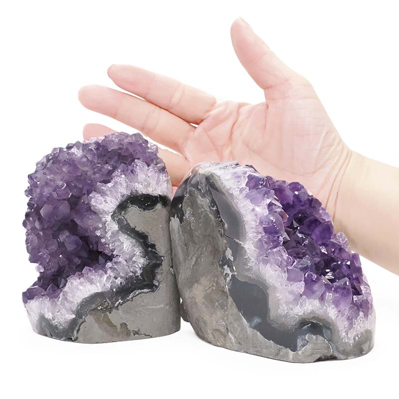 2.09kg Amethyst Polished Crystal Geode Specimen Set 2 Pieces DN1916 4 Amethyst Polished Crystal Geode Specimen Set 2 Pieces DN1916 | Crystal Factory