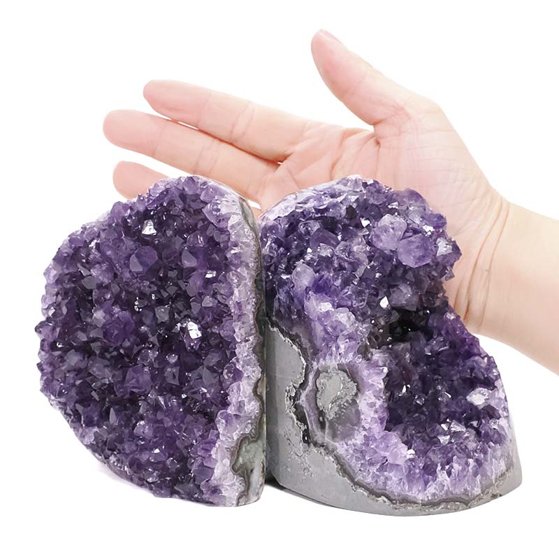 1.94kg Amethyst Polished Crystal Geode Specimen Set 2 Pieces DN19222 4 Amethyst Polished Crystal Geode Specimen Set 2 Pieces DN1922 | Crystal Factory