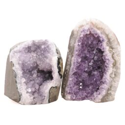 Amethyst Polished Crystal Geode Specimen Set 2 Pieces DN1960 | Crystal Factory