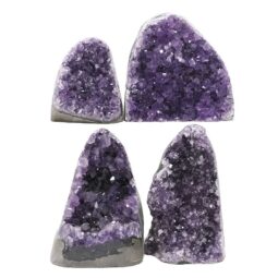 Amethyst Polished Crystal Geode Specimen Set 4 Pieces DN1939 | Crystal Factory