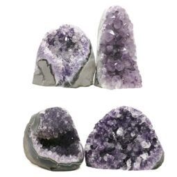 Amethyst Polished Crystal Geode Specimen Set 4 Pieces DN1949 | Crystal Factory