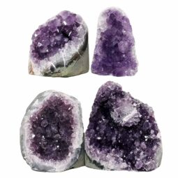 Amethyst Polished Crystal Geode Specimen Set 4 Pieces DN1967 | Crystal Factory