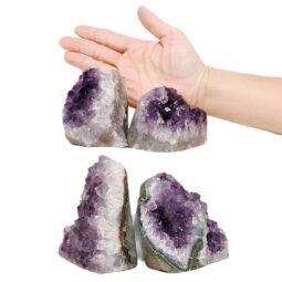 Amethyst Polished Crystal Geode Specimen Set 4 Pieces DN1974 | Crystal Factory