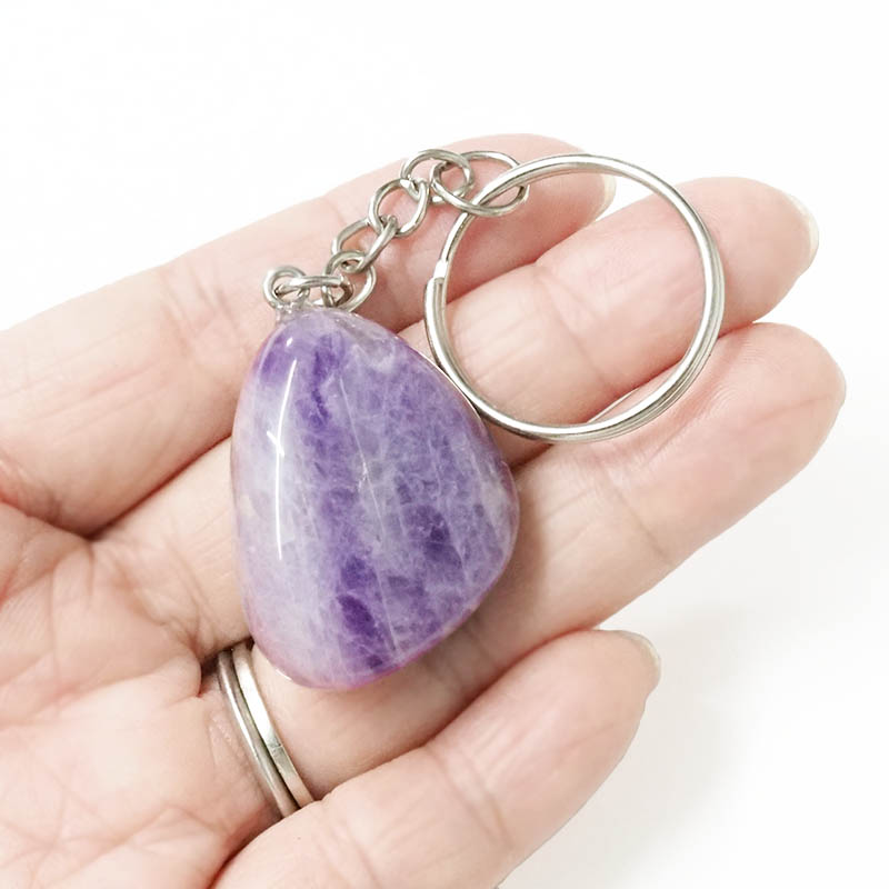 Amethyst Tumbled Crystal Keychain 4 Amethyst Tumbled Crystal Keychain | Crystal Factory