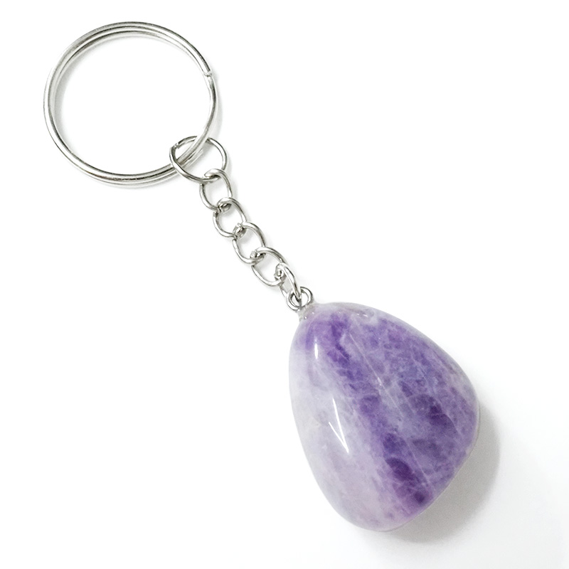 Amethyst Tumbled Crystal Keychain 3 Amethyst Tumbled Crystal Keychain | Crystal Factory