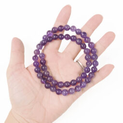 Amethyst Round Bead Necklace | Crystal Factory