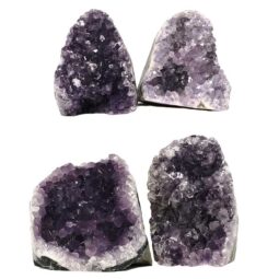 Amethyst Polished Crystal Geode Specimen Set 4 Pieces DN2001 | Crystal Factory