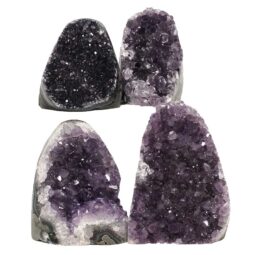 Amethyst Polished Crystal Geode Specimen Set 4 Pieces DN2002 | Crystal Factory