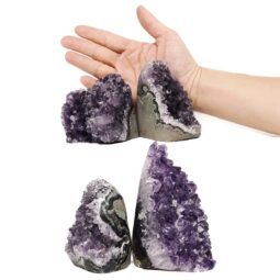 Amethyst Polished Crystal Geode Specimen Set 4 Pieces DN2004 | Crystal Factory