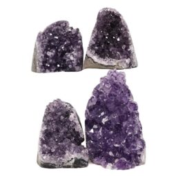 Amethyst Polished Crystal Geode Specimen Set 4 Pieces DN2004 | Crystal Factory