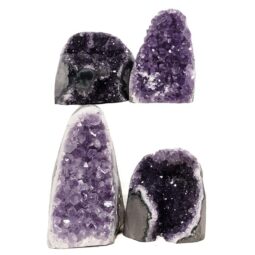 Amethyst Polished Crystal Geode Specimen Set 4 Pieces DN2006 | Crystal Factory