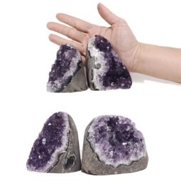 Amethyst Polished Crystal Geode Specimen Set 4 Pieces DN2008 | Crystal Factory