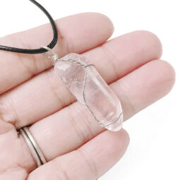 Clear Quartz Rough Terminated Point Wire Wrapped Pendant | Crystal Factory