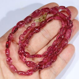 Natural Pink Tourmaline Beads Necklace DV221 | Crystal Factory