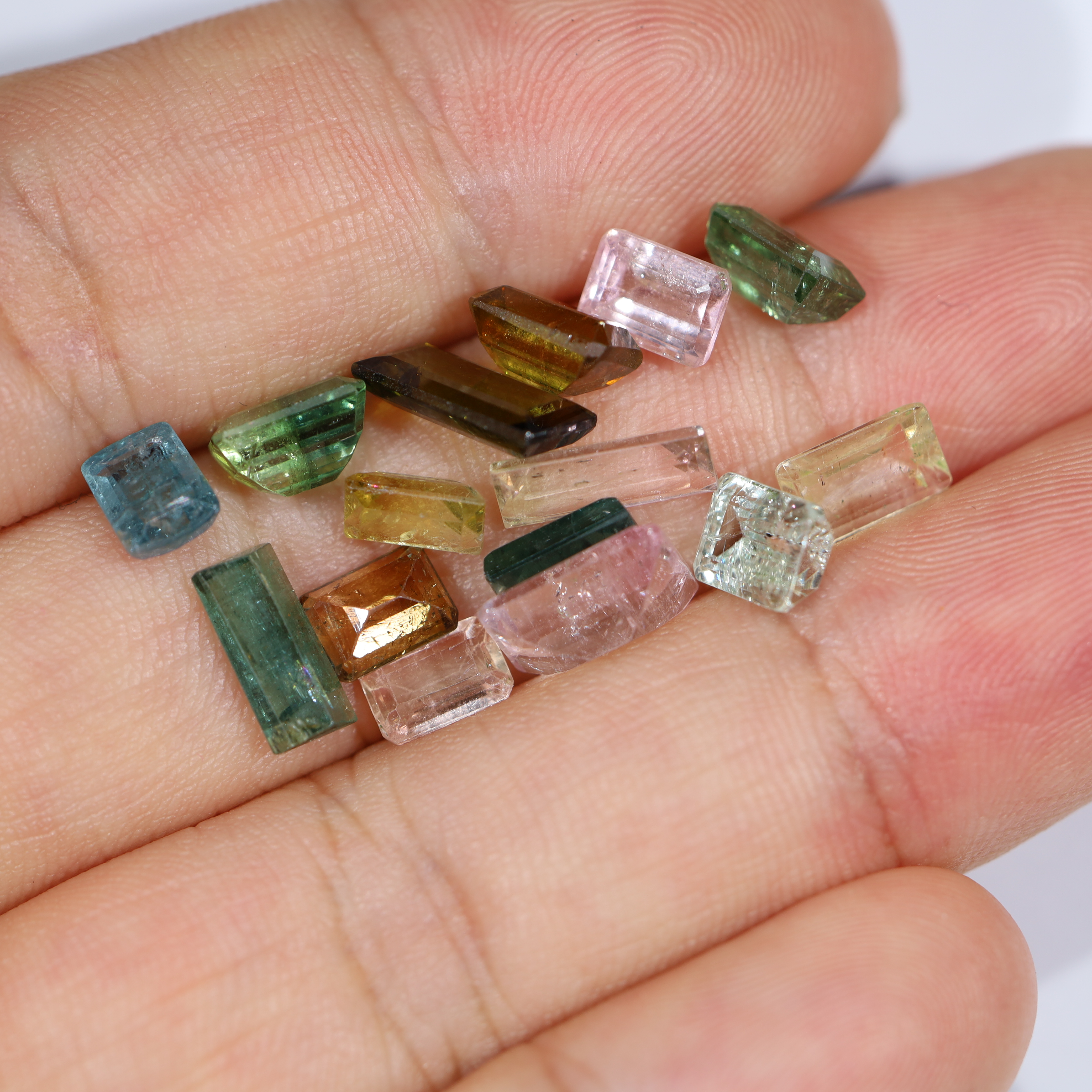Natural Tourmaline Rectangle Faceted Crystal Stones Parcel 15 pieces DV219 6 Natural Tourmaline Rectangle Faceted Crystal Stones Parcel 15 pieces DV219 | Crystal Factory