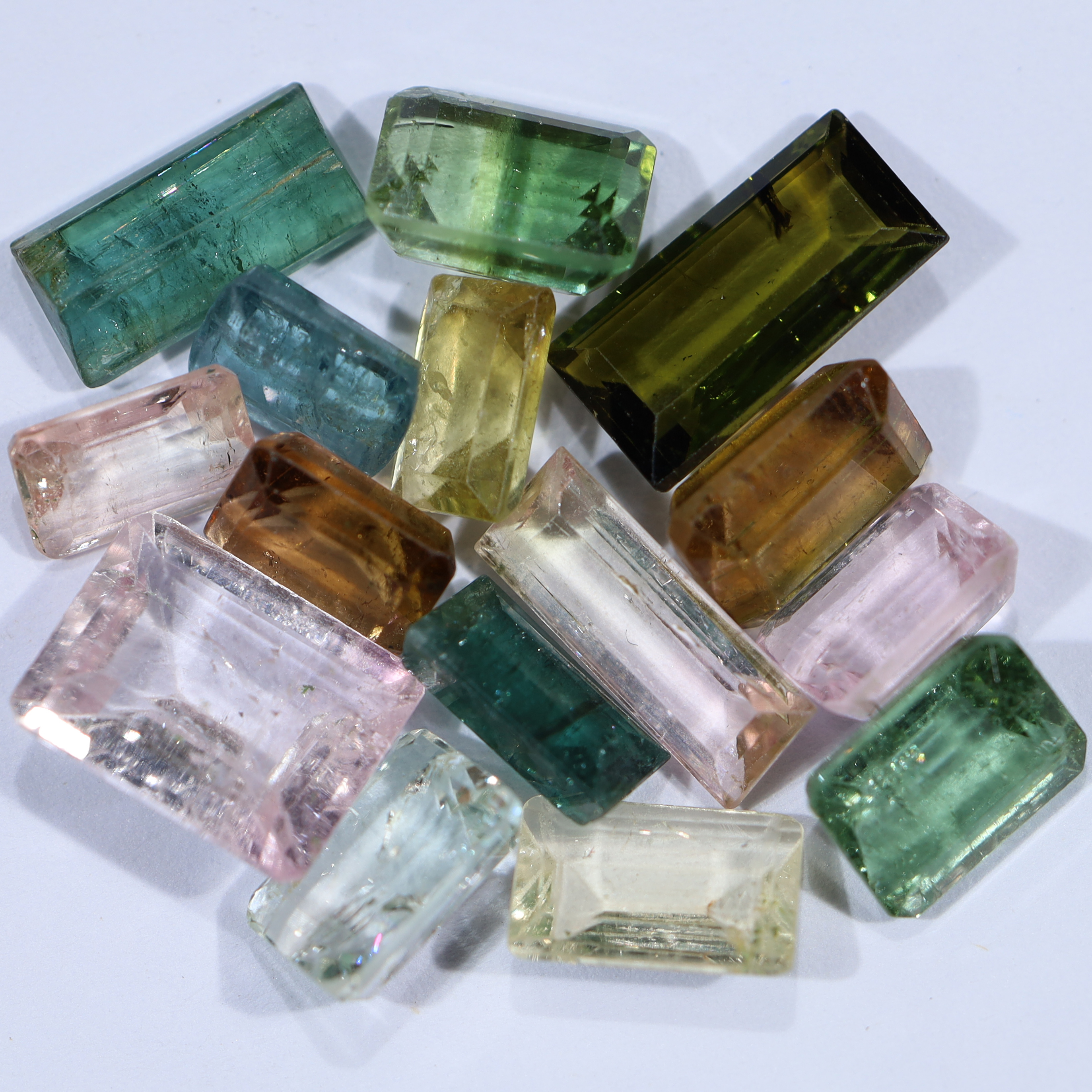 Natural Tourmaline Rectangle Faceted Crystal Stones Parcel 15 pieces DV219 5 Natural Tourmaline Rectangle Faceted Crystal Stones Parcel 15 pieces DV219 | Crystal Factory