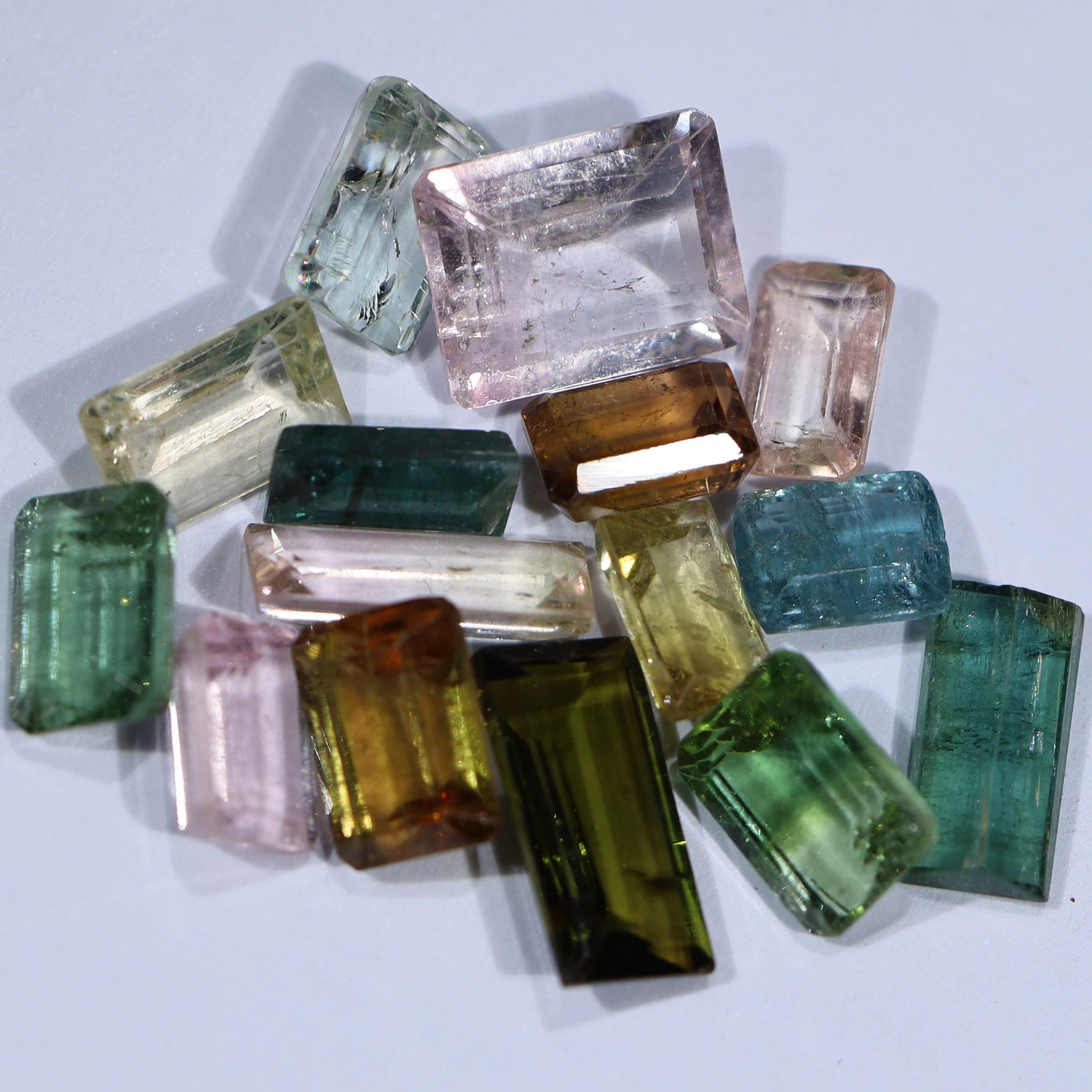 Natural Tourmaline Rectangle Faceted Crystal Stones Parcel 15 pieces DV219 4 Natural Tourmaline Rectangle Faceted Crystal Stones Parcel 15 pieces DV219 | Crystal Factory