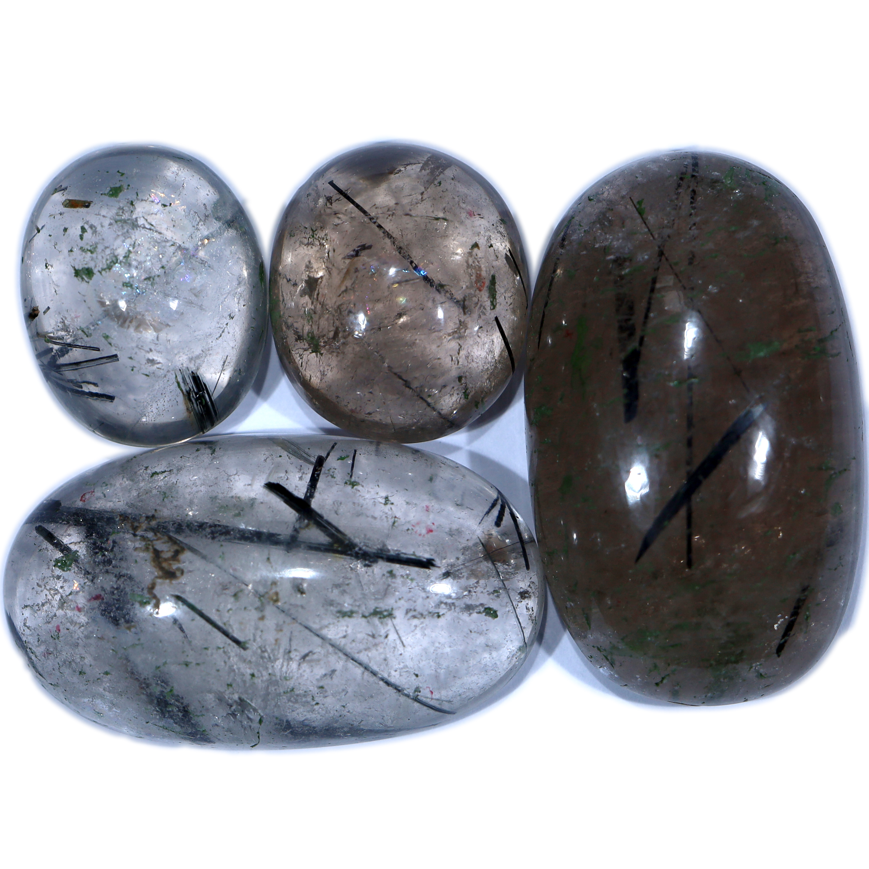 Tourmalinated Quartz Cabochon Stones Parcel 4 Pieces DV178 3 Tourmalinated Quartz Cabochon Stones Parcel 4 Pieces DV178 | Crystal Factory