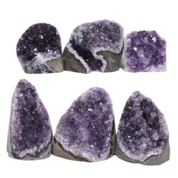 Amethyst Polished Crystal Geode Specimen Set 6 Pieces S1494 | Crystal Factory