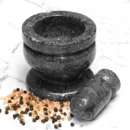 Ancient Fossil Orthoceras Mortar and Pestle - Black 7