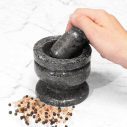 Ancient Fossil Orthoceras Mortar and Pestle - Black | Crystal Factory