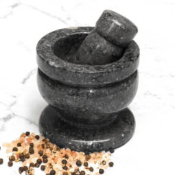 Ancient Fossil Orthoceras Mortar and Pestle - Black