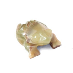 Carved Green Banded Calcite Crystal Frog - Small | Crystal Factory