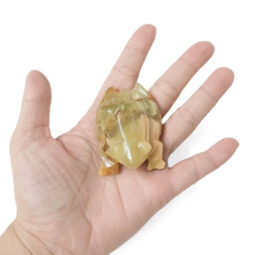 Carved Green Banded Calcite Crystal Frog - Small | Crystal Factory