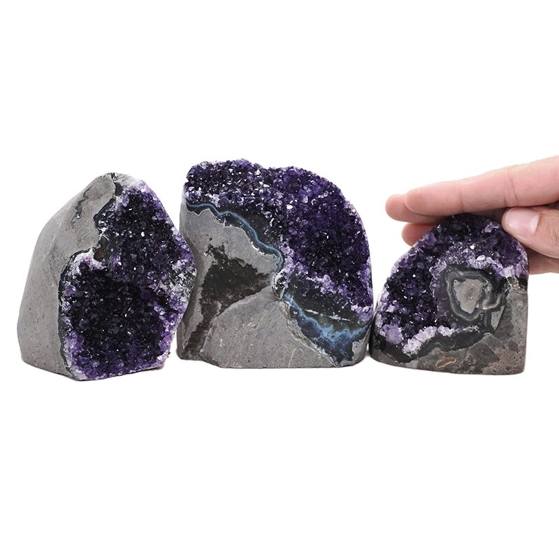 1.5kg Amethyst Crystal Geode Specimen Set 3 Pieces DV272 4 Amethyst Crystal Geode Specimen Set 3 Pieces DV272 | Crystal Factory