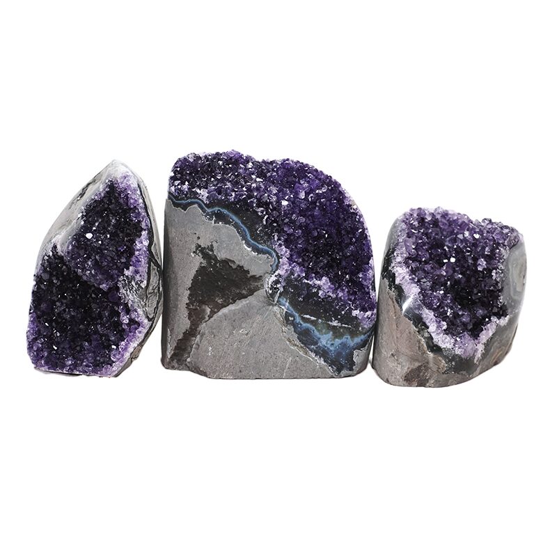 1.5kg Amethyst Crystal Geode Specimen Set 3 Pieces DV272 3 Amethyst Crystal Geode Specimen Set 3 Pieces DV272 | Crystal Factory
