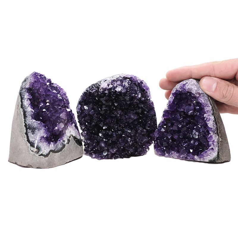 1.4kg Amethyst Crystal Geode Specimen Set 3 Pieces DV274 4 Amethyst Crystal Geode Specimen Set 3 Pieces DV274 | Crystal Factory