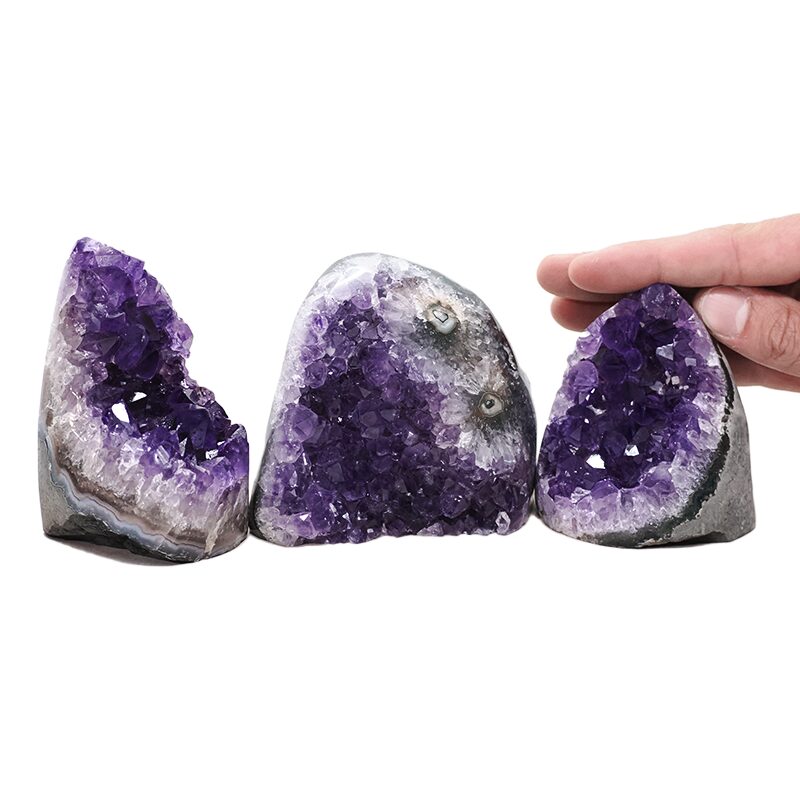 1.4kg Amethyst Crystal Geode Specimen Set 3 Pieces DV275 4 Amethyst Crystal Geode Specimen Set 3 Pieces DV275 | Crystal Factory