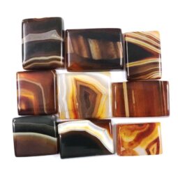 Natural Banded Agate Rectangle Cabochon Gemstone | Crystal Factory